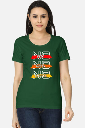 No Fear Classic T-Shirt for Girls - Bottle Green, XXL